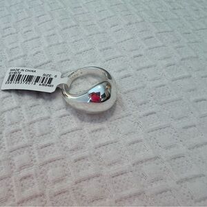 NEW J. Crew Sculptured Orb Silver Mirror Ring Size 6